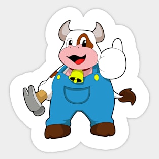 Cow as Craftsman with Hammer Sticker